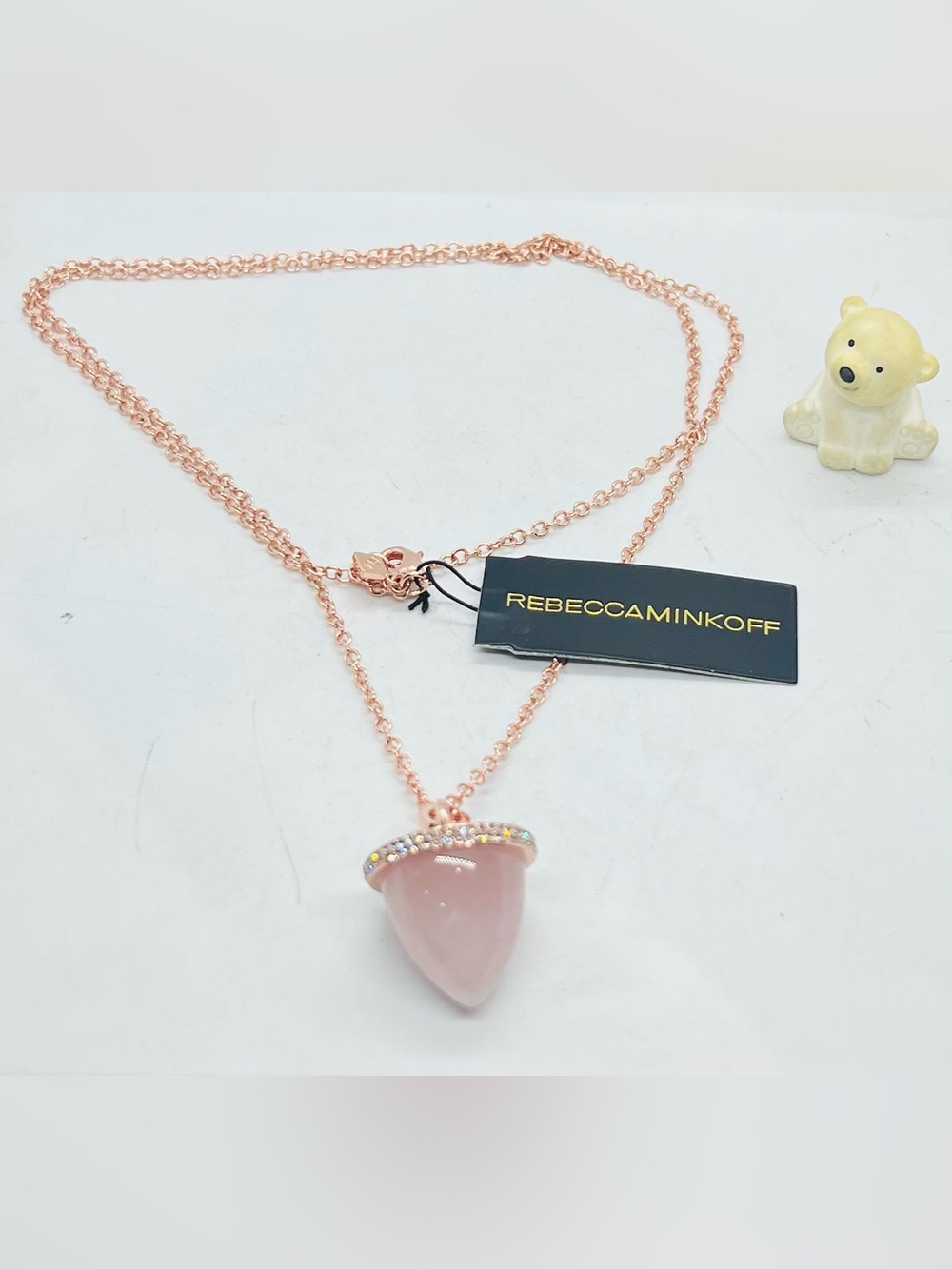 Rebecca Minkoff Rose Gold Pink Teardrop Pendant Necklace